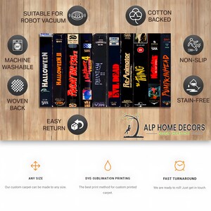 Blockbuster Video Store Rug Retro Vhs Design Rug, Blockbuster Rug, Horror Fan Decor - Etsy