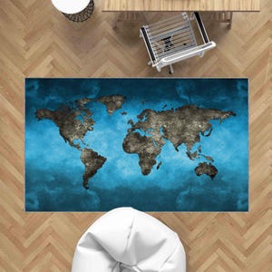 Tappeto personalizzato con disegno della mappa del mondo, tappeto con mappa del mondo vibrante, tappeto lavabile, colori vivaci, resistente e facile da pulire, arredamento per ufficio