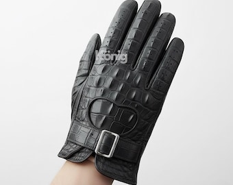 本物のクロコダイル柄レザーグローブ：高級デザイナーズグローブ