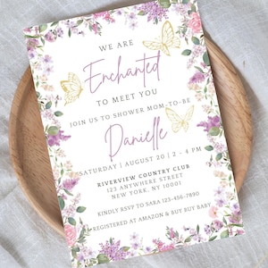 Enchanted to Meet You Baby Shower Invitation, Editable Digital Download, Whimsical Butterfly Design