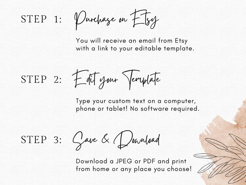 Instant download template upon purchase