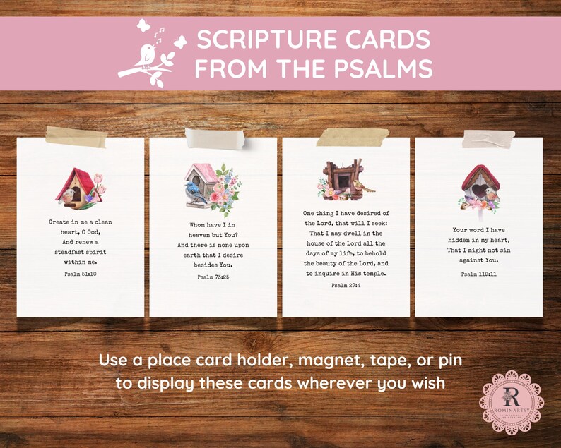 Set of 12 Psalms Scripture Cards Printable, Bible Memory Verse Cards ...