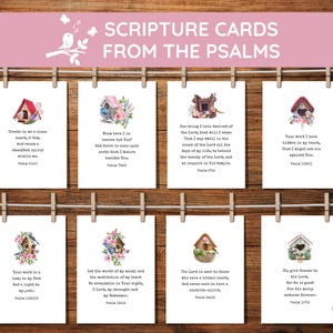 Set of 12 Psalms Scripture Cards Printable, Bible Memory Verse Cards ...