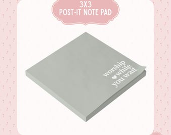 Christian Quote Post-it Note Pads | Inspirational Sticky Notes, Green Minimalist Motivational Paper Notes, Worship While You Wait