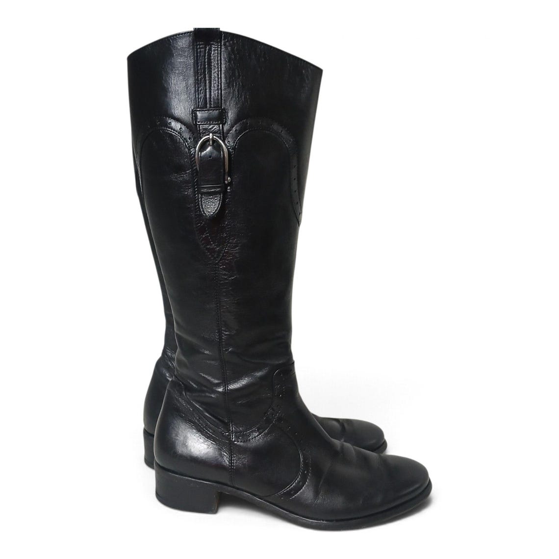 Paul Green Black Leather Tall Boots Restored Custom Sole Size 7 / US 10.5, foto 3 di 5