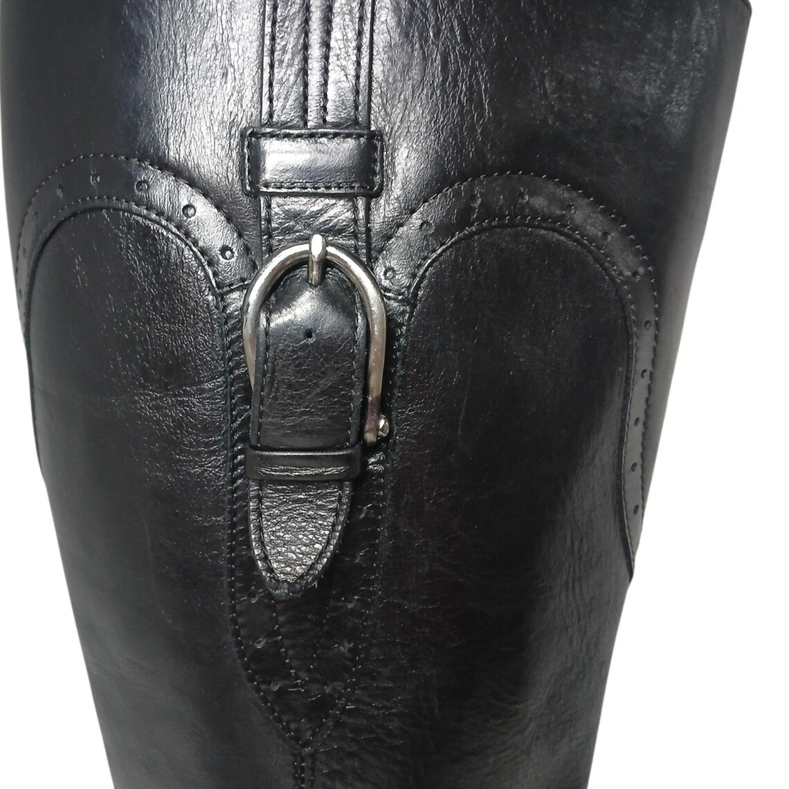 Paul Green Black Leather Tall Boots Restored Custom Sole Size 7 / US 10.5, foto 4 di 5