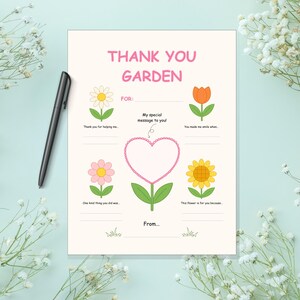 Grazie Giardino – Attività stampabile per bambini / Formato A4 e formato USA / Versioni da colorare e riempire / Download immediato