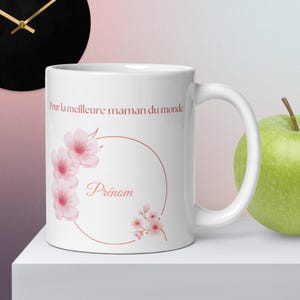 Personalized Mother&#39;s Day Mug - For the best mom in the world - Gift with first name - Cherry blossom - Mom gift idea