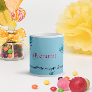 Personalized Mother&#39;s Day Mug - For the best mom in the world - Gift with first name - Cherry blossom - Mom gift idea