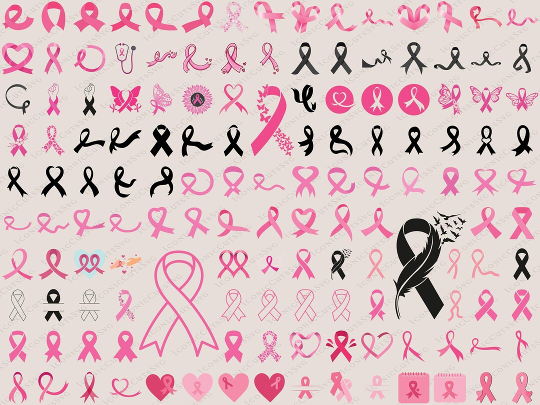 Cancer Ribbon Svg Bundle, Awareness Ribbon Svg, Pink Cancer Ribbon Svg ...