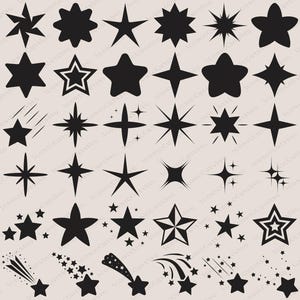 Sterne SVG Bundle, funkelnde Sterne SVG, Sterne zwart, Stern Clipart, helle Sterne, funkelnde Sterne, sofortiger Download, Cricut Cut Datei, Silhouette
