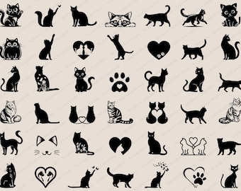 Cat Silhouette, Cat SVG, Cat Head SVG, Cat Face SVG, Cat Cut Files, Cat Design, Kitten Svg, Cat Vector, Kitty Svg, Pet Silhouette