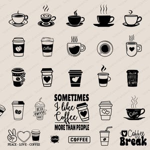 Taza de café Svg, Café Svg, Café con vapor svg, Taza de té svg, Granos de café svg, Café vector, eps, dxf, png, archivo de silueta, Imprimir
