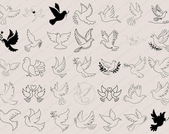 鳩のSVGバンドル、鳩のPNGバンドル、鳩のクリップアート、Cricut用の鳩のSVGカットファイル、結婚式の鳩のSVG、愛の鳩のSVG、鳩のシルエット