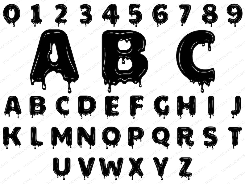 Drip Font SVG, Dripping Font SVG, Svg File for Cricut, Dripping Font ...