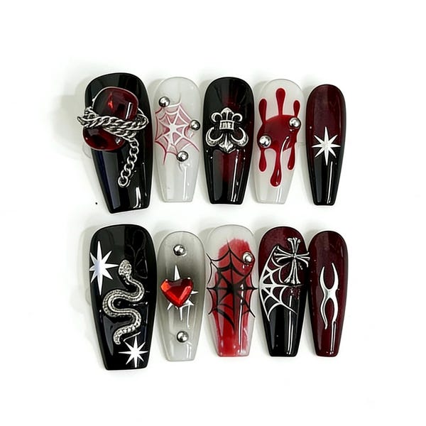 Handgemachte hochwertige handgemalte Nailart-Sticker mit einem europäischen und amerikanischen Gothic-Stil
