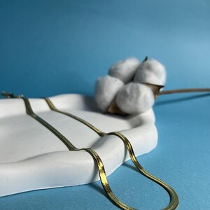 Gold Herringbone Chain Necklace – Flat Snake Chain for Layering or Everyday Wear