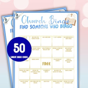 Church Find Someone Who Bingo: 50 Sunday School Cards (Digital Download)