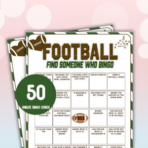 Football Bingo Game: 50 Superbowl Party Cards (Digital Download)