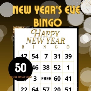 New Year's Eve Bingo Cards, New Years Bingo Game, New Year's Bingo, New Year's Activity, New Years Game, Carte Bingo for Kids, New Year Game