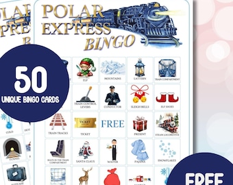 Polar Express Bingo Game: 50 Christmas Party Cards (Digital Download)