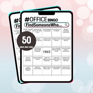 Coworker Bingo "" Finde jemanden wer "", Work Bingo Cards" Mitarbeiter Teambildung Büroparty, Kennenlernen Bingo, Mix and Mingle Bingo