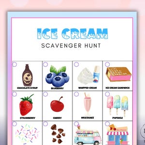 Ice Cream Scavenger Hunt: Printable Kids&#39; Summer Party Game (Digital Download)