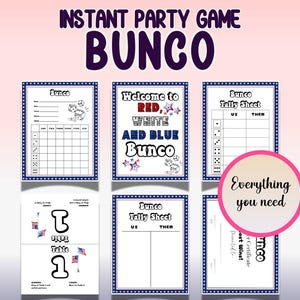 Patriotic Bunco Score Sheet, 4th of July Bunco Tally Sheets, Memorial Day Bunco Dice Game Kit, Independence Day Bunco for Fourth July Party