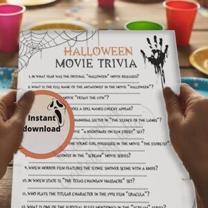 Halloween Movie Trivia Game: Printable Horror Quiz (Instant Download PDF)
