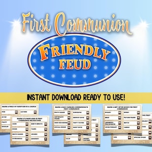 First Communion Friendly Feud Game , First Communion Family Feud Game Show, Bible Stories Activity, bible