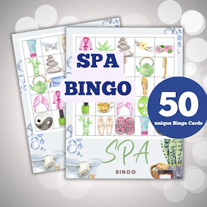 Spa Party Bingo Game - 50 cartes de bingo pour les filles Soirée jeux, soirée cocooning, soirée manucure, soirée pédicure
