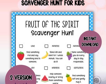 Fruit of the Spirit  Scavenger Hunt: Bible Verse Activity for Kids (Printable PDF)