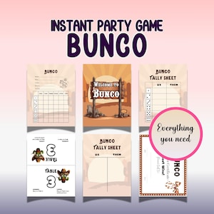Cowgirl Bunco Game Kit: Western Scorecards, Tally Sheets (Digital Download