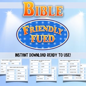 Christian Bible Friendly Feud Game , Bible Family Feud Game Show, Church Family Feud for Sunday School, Bible Stories Activity