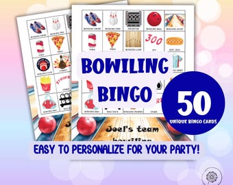 Cartões de Bingo para Equipe de Boliche: 50 Jogos DIY Personalizados (Download Digital)