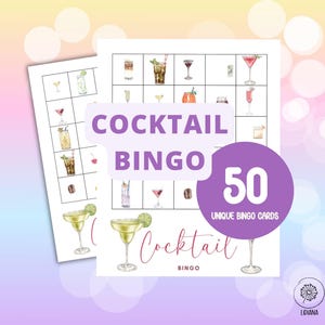 Juego de bingo para despedidas de soltera: 50 tarjetas de bingo para la noche de juegos de niñas, despedida de soltera, fiesta de despedida de soltera, juego de beber