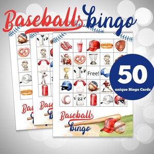 Baseball Bingo, 50 einzigartige druckbare Baseball Bingokarten, Kinder druckbar, Rookie des Jahres Bingo, Spielnachtparty