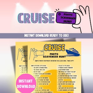 Cruise Photo Scavenger Hunt. Printable Vacation Game for Families, Friends & Groups. Cruise Ship Activity. Instant Download.