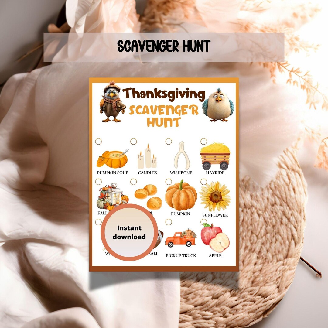 Thanksgiving Scavenger Hunt Game for Kids & Teens (instant Download) - Etsy