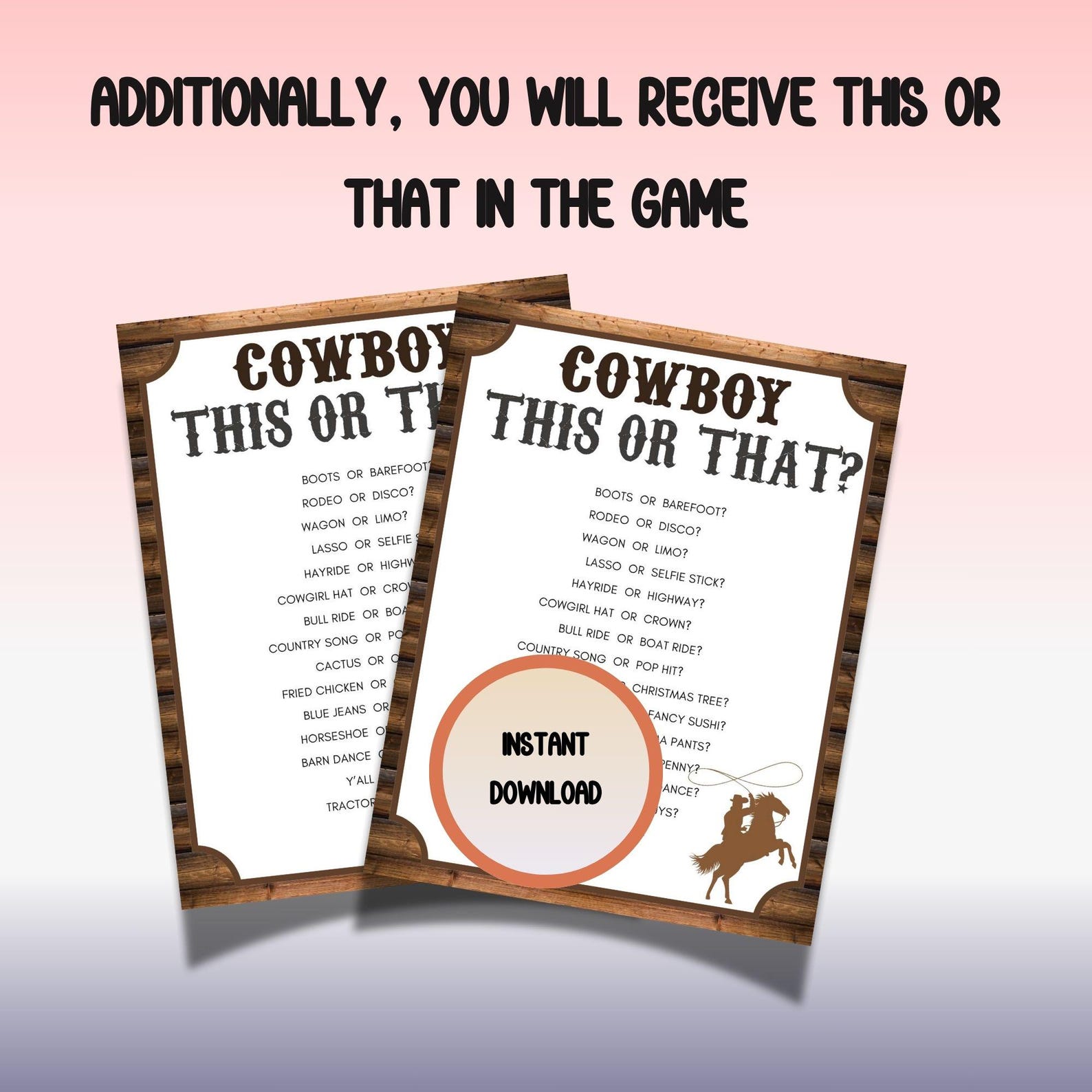 Wild West Trivia Game Cowboy/cowgirl Party Activity (digital Download