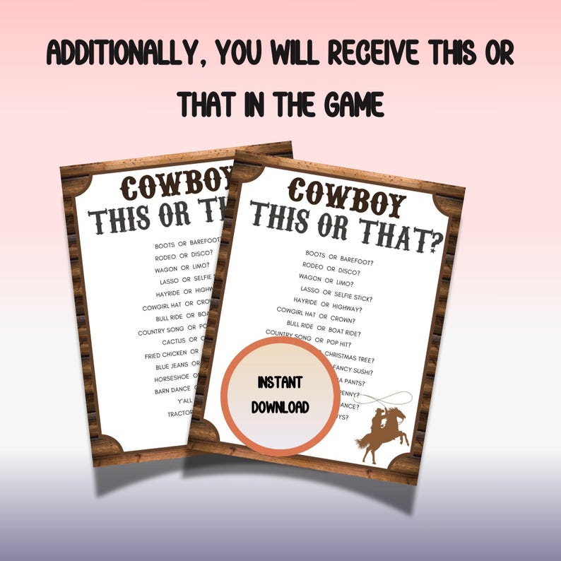 Question Cowboy Wild West Trivia Game: Cowboy/cowgirl Party Activity (digital Download ...