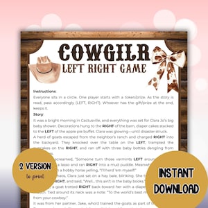 Western Baby Shower Game: Cowgirl Pass-the-Prize Poem (Digital Download)