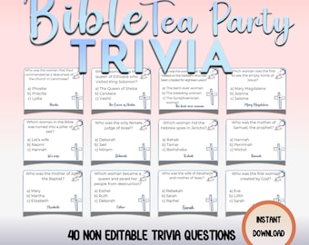 Bible Tea Party Trivia Game: Women's Ministry, Sunday School (Digital Download)