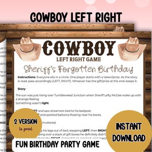 Birthday Cowboy Game (left-right). Wild West Pass the Prize. Cowboy ...