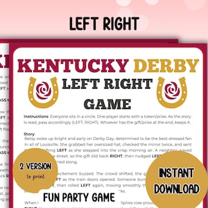 Kentucky Derby Left Right Game: Printable Party Gift Exchange (PDF)