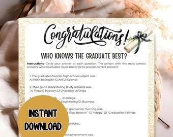 Who Knows the Graduate Game, Printable Graduation Party (Digital Download)