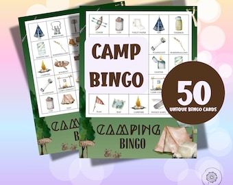 Jeu de bingo de camping : 50 cartes imprimables (téléchargement numérique)