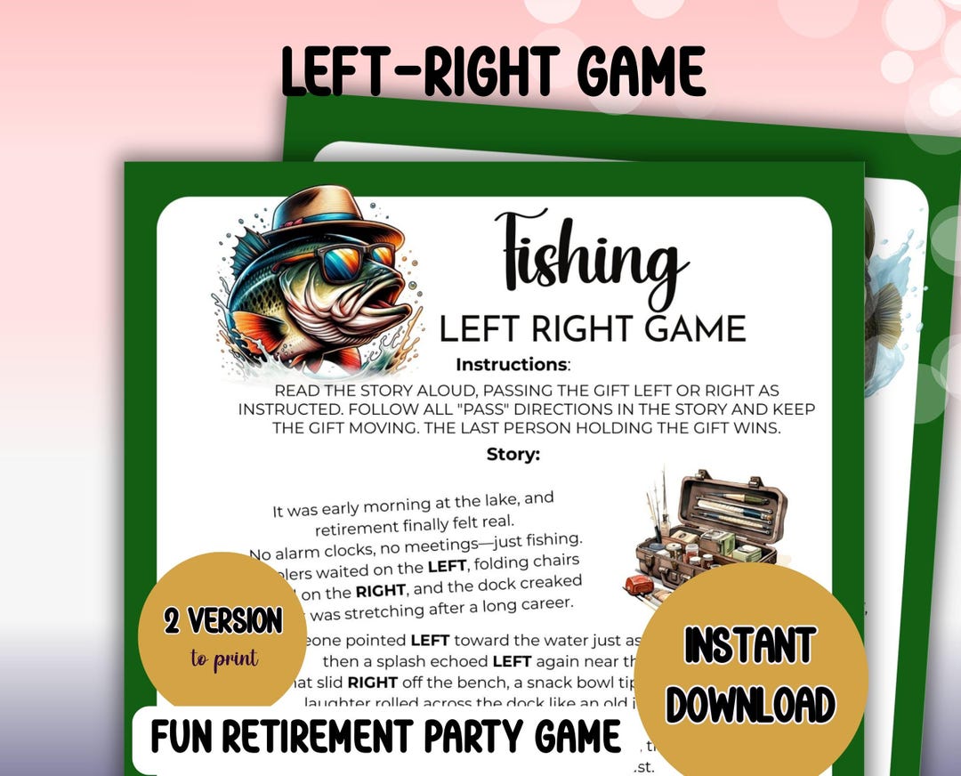 Fishing Left Right Game – Fisherman Retirement Party Pass the Present ...