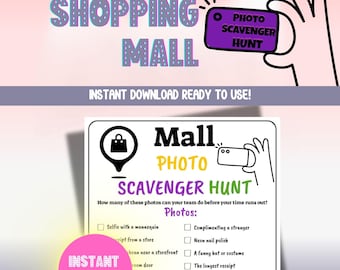 Shopping Mall Photo Scavenger Hunt: Teen Party Game (Instant Download)