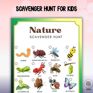 Nature Scavenger Hunt for Kids Camping Party, Printable Summer Camp or Backyard Activity Birthday Party Games